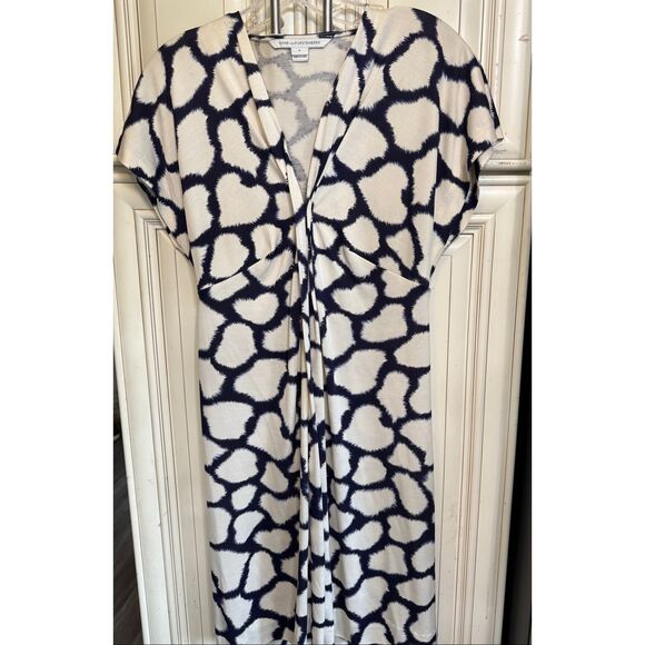 Diane Von Furstenberg Women's Natalie Silk Jersey Dress Black White Size 4 - Picture 1 of 8